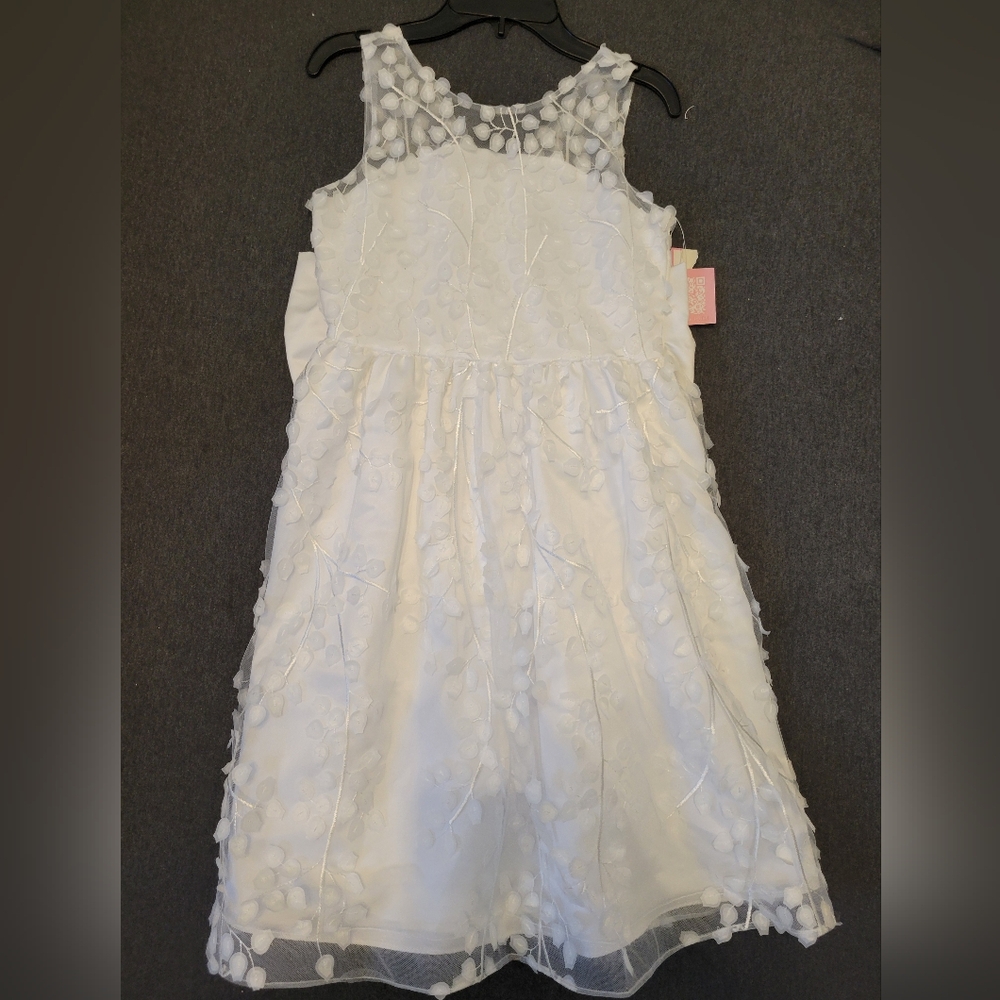 Girls dress, Rare Editions, size 12, white, new with tag